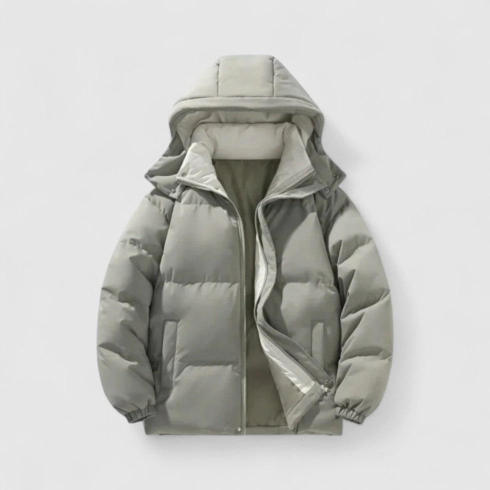 Men's Puffer Jacket with Detachable Hood and Quilted Padding - Image 5