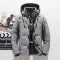 Men's Puffer Jacket with Quilted Design Integrated Hood and Zippered Pockets - Image 9