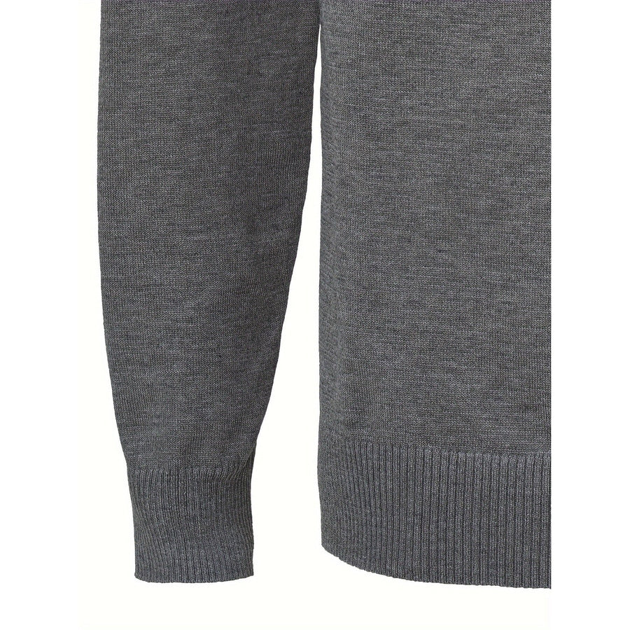 Men's Quarter-Zip Knit Sweater with Ribbed Funnel Neck
