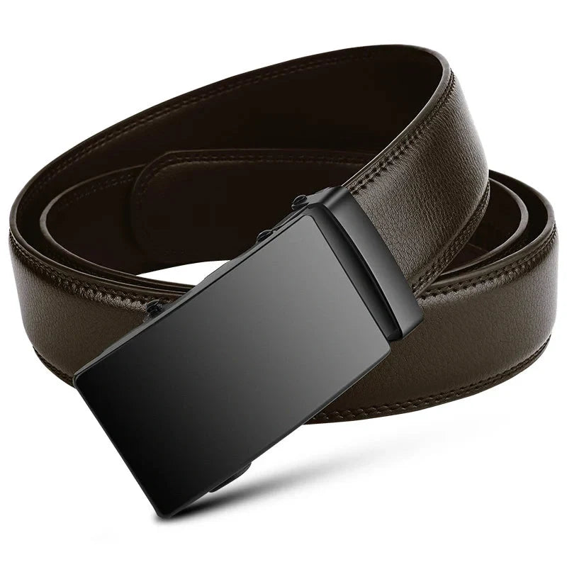 Men's Ratchet Belt with Automatic Leather Buckle and Adjustable Length - Image 3