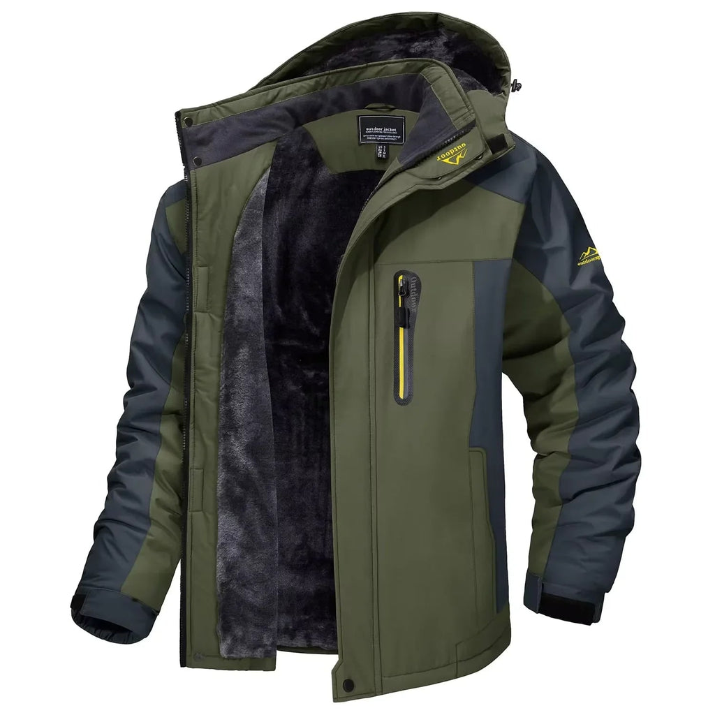 Men's Ski Jacket Waterproof with Fleece Lining and Detachable Hood - Image 1