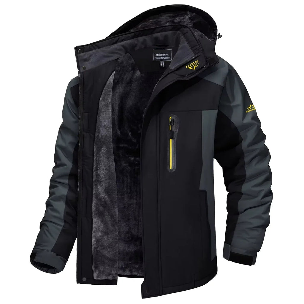 Men's Ski Jacket Waterproof with Fleece Lining and Detachable Hood - Image 2