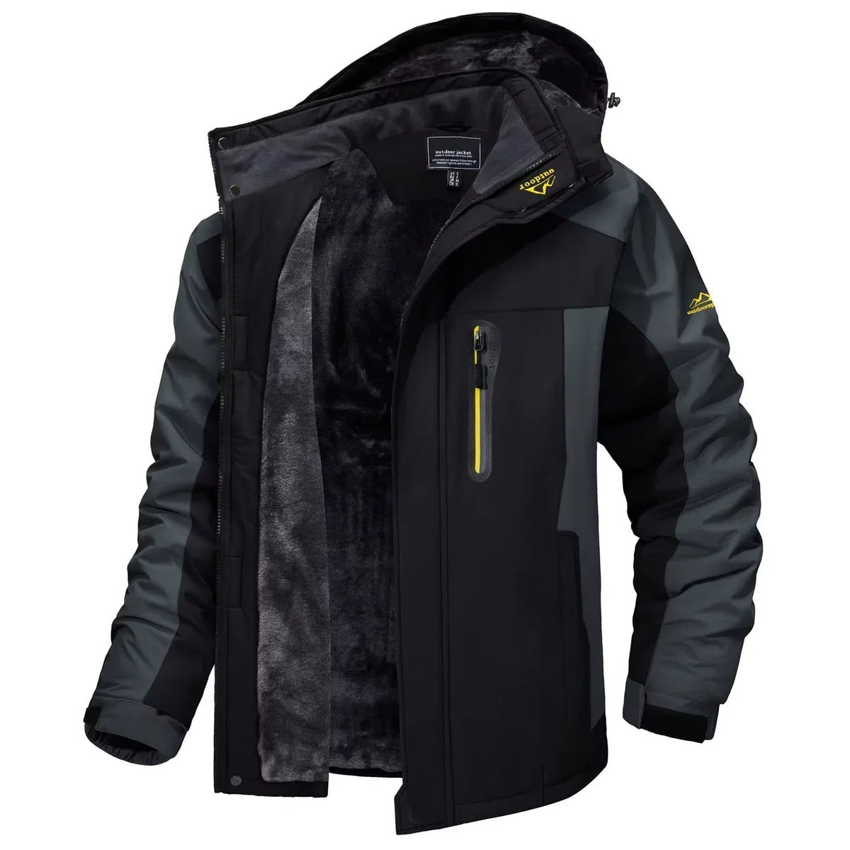 Men's Ski Jacket Waterproof with Fleece Lining and Detachable Hood - Image 2