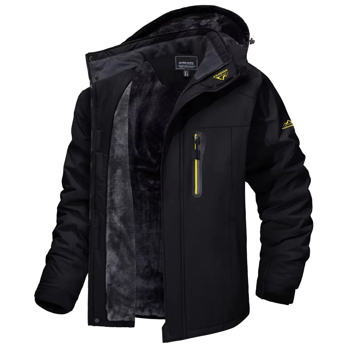 Men's Ski Jacket Waterproof with Fleece Lining and Detachable Hood - Image 3
