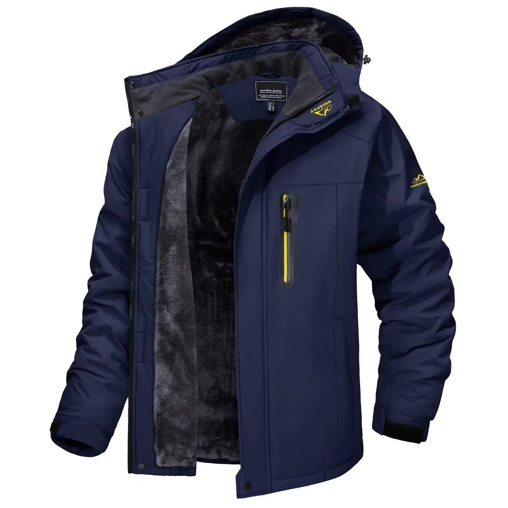 Men's Ski Jacket Waterproof with Fleece Lining and Detachable Hood - Image 7