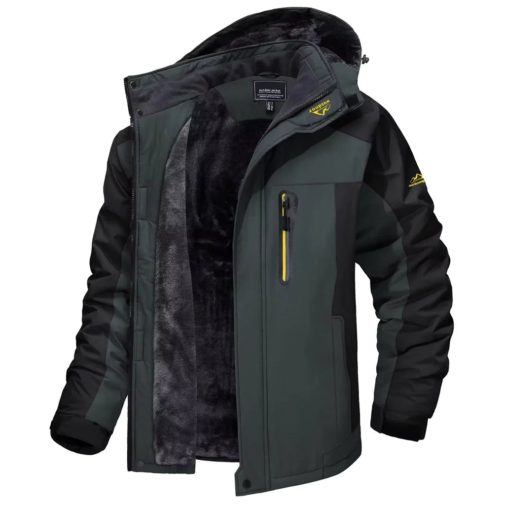 Men's Ski Jacket Waterproof with Fleece Lining and Detachable Hood - Image 8