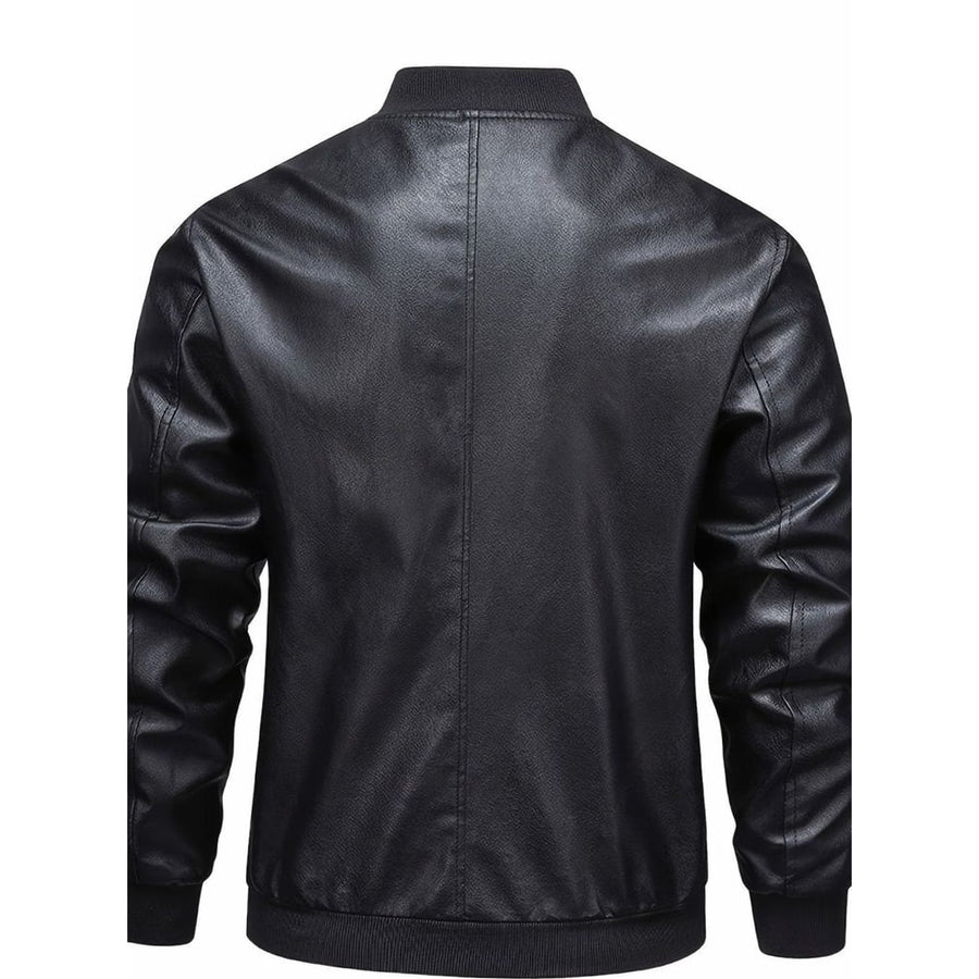 Bomber da uomo slim fit in similpelle con finiture a coste