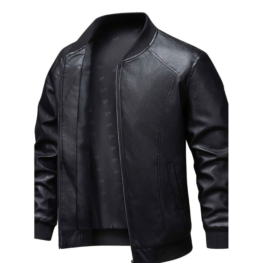 Bomber da uomo slim fit in similpelle con finiture a coste