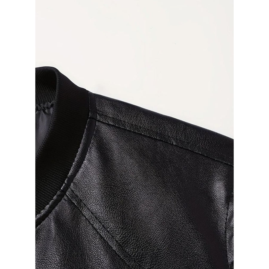 Bomber da uomo slim fit in similpelle con finiture a coste