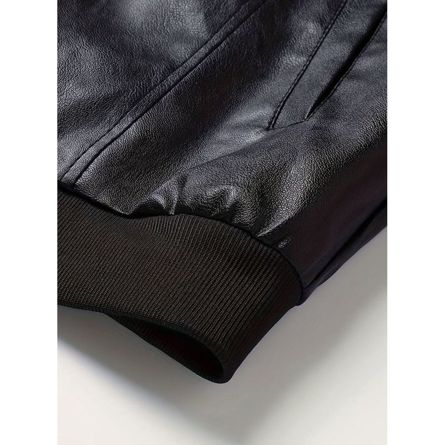 Bomber da uomo slim fit in similpelle con finiture a coste