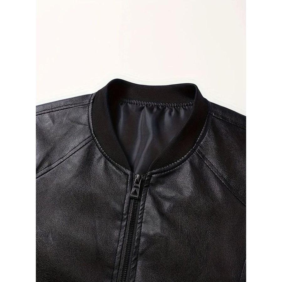 Bomber da uomo slim fit in similpelle con finiture a coste