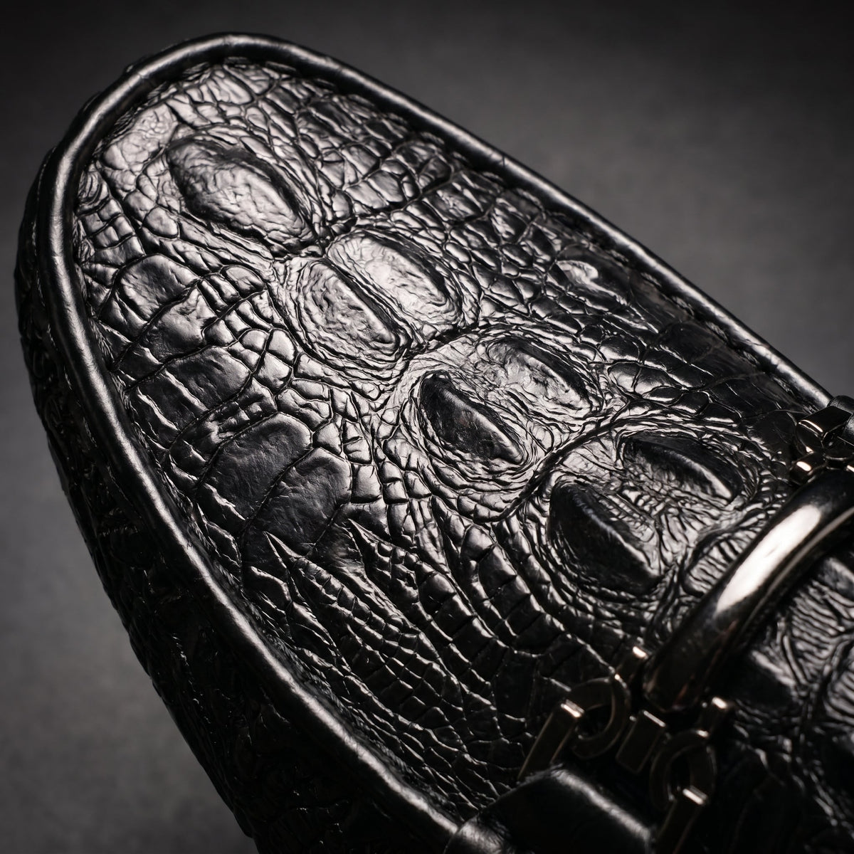 Men's Slip on Loafers with Crocodile Embossed Leather and Metal Bit Driving Sole - Image 8