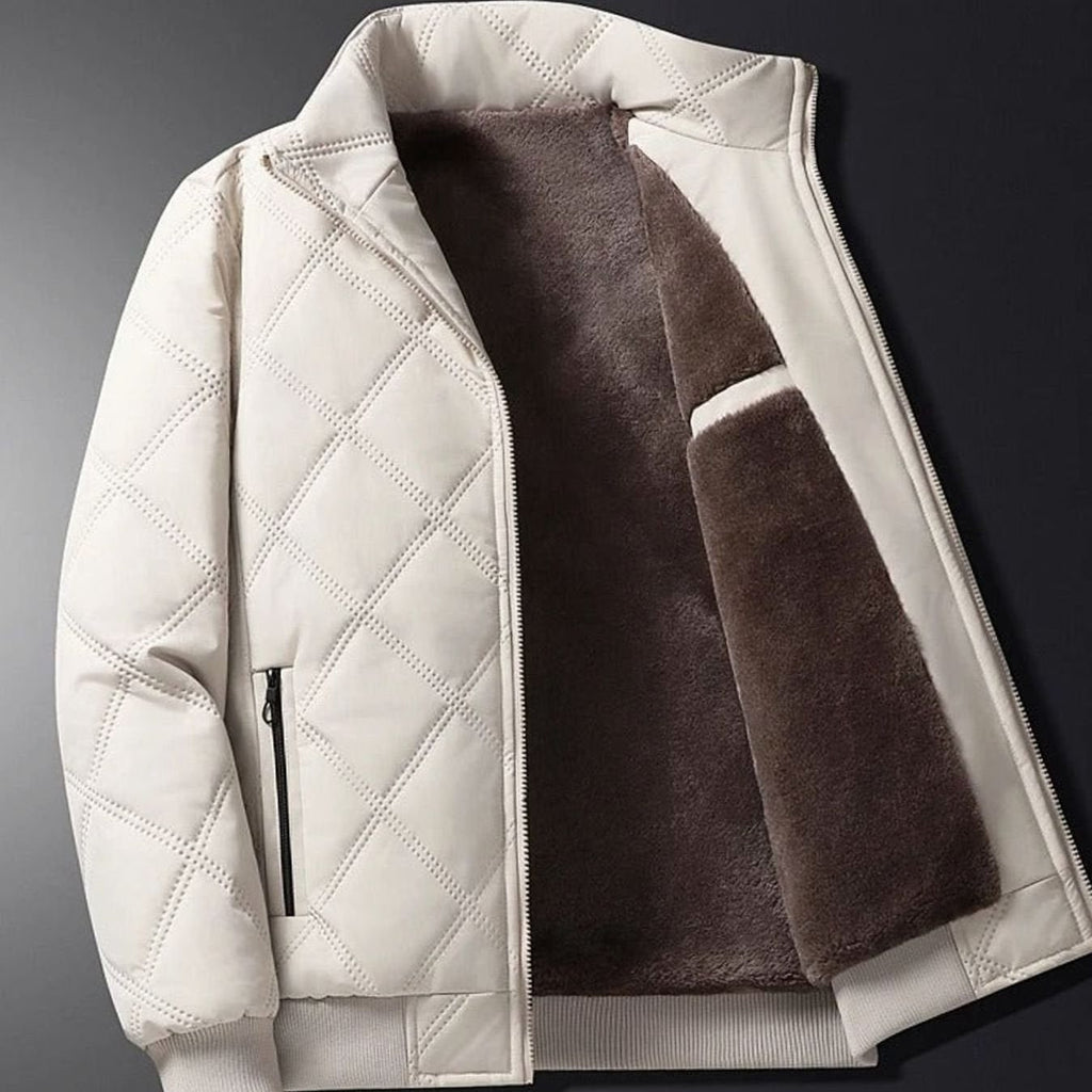Men's Winter Bomber Jacket with Diamond Quilted Shell and Fleece Lining - Image 12