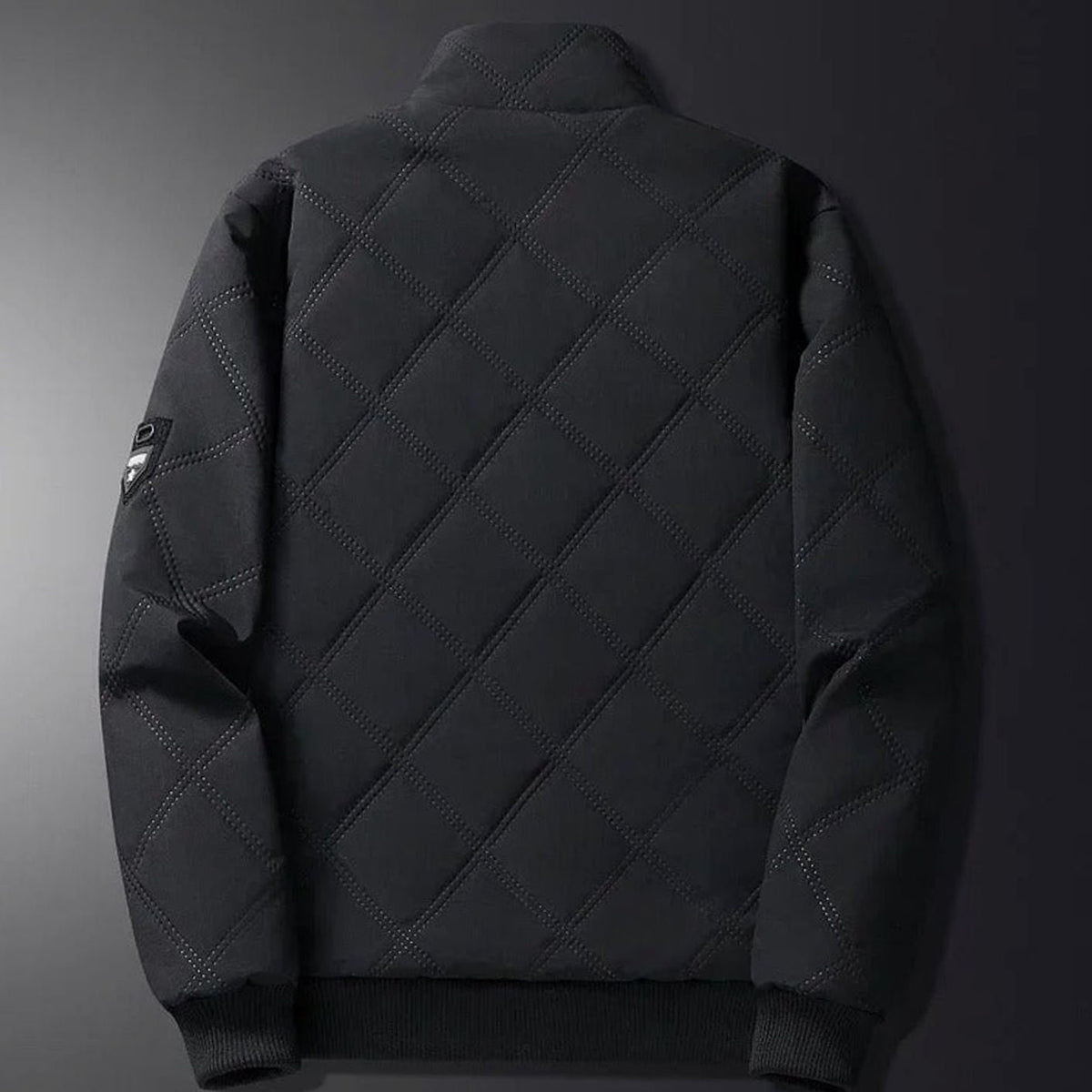 Men's Winter Bomber Jacket with Diamond Quilted Shell and Fleece Lining - Image 4