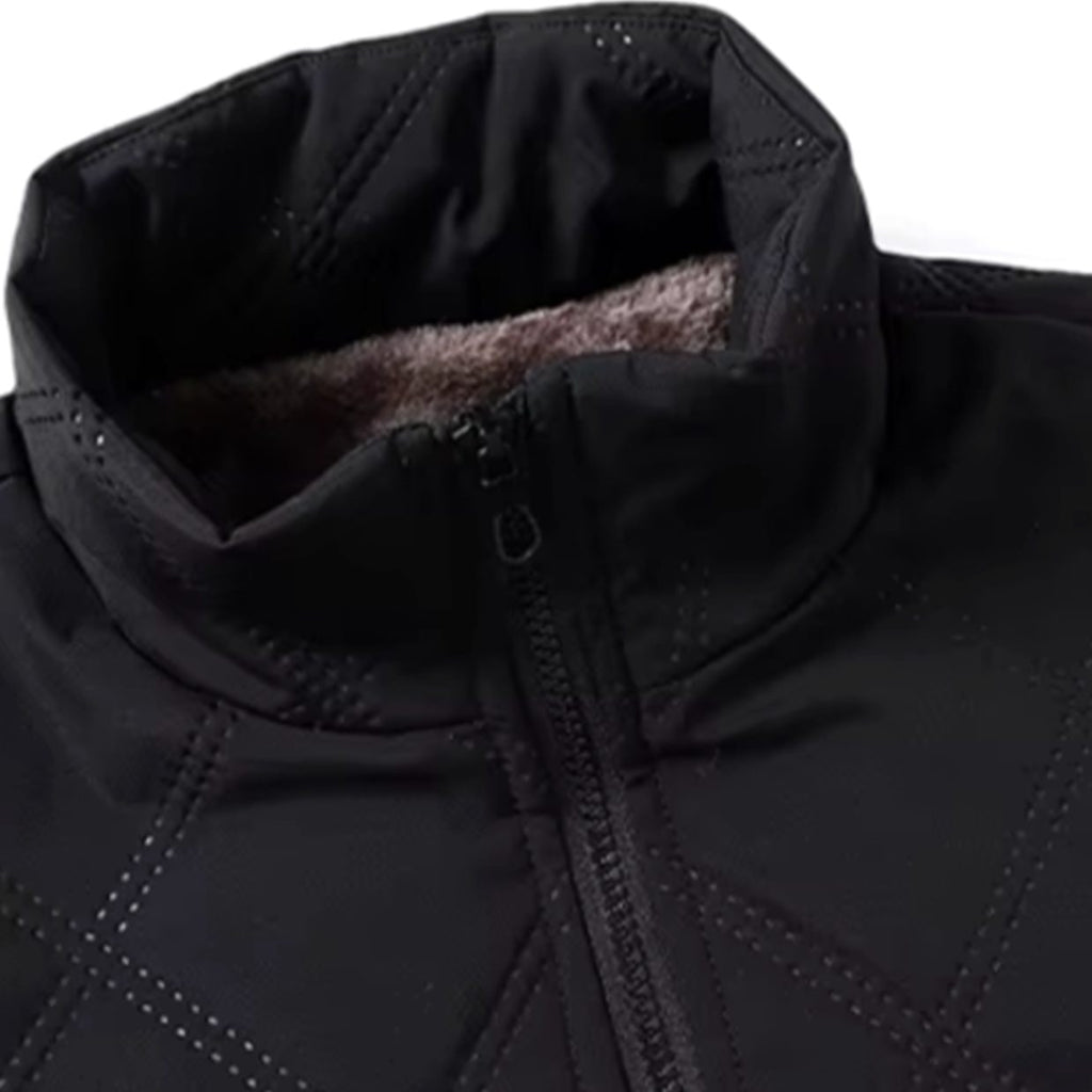 Men's Winter Bomber Jacket with Diamond Quilted Shell and Fleece Lining - Image 5