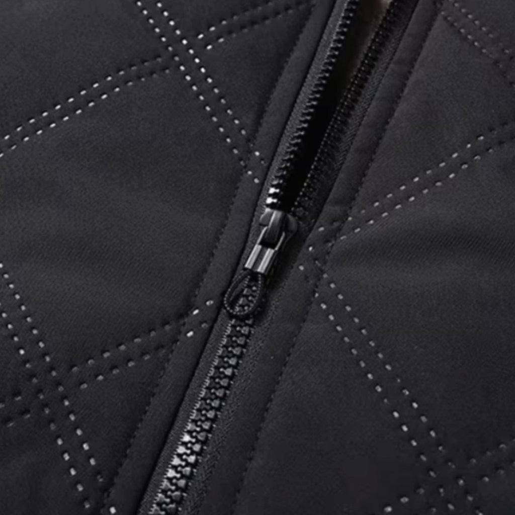 Men's Winter Bomber Jacket with Diamond Quilted Shell and Fleece Lining - Image 7