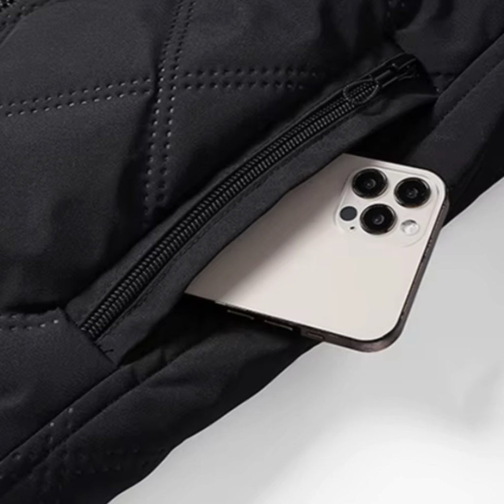Men's Winter Bomber Jacket with Diamond Quilted Shell and Fleece Lining - Image 8