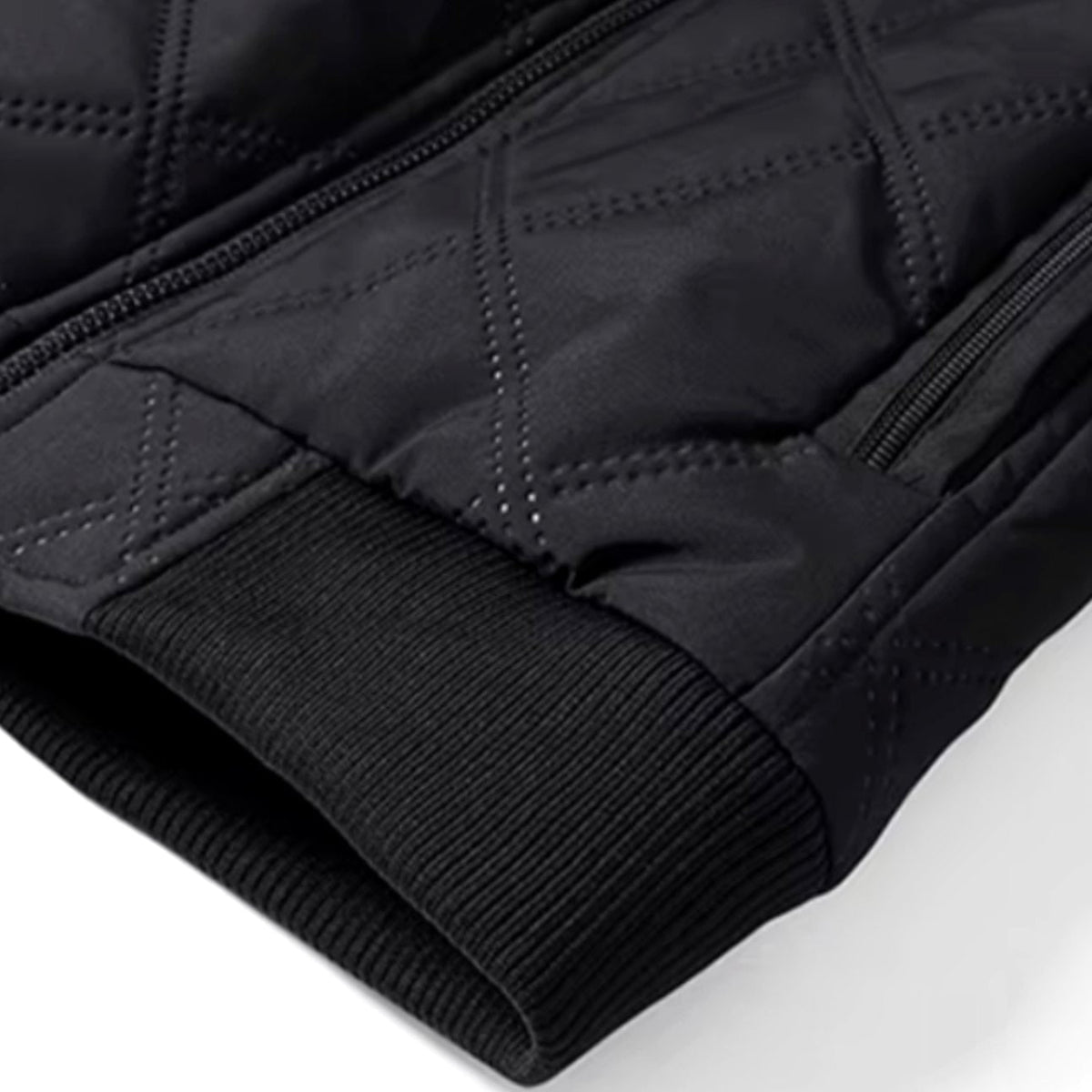Men's Winter Bomber Jacket with Diamond Quilted Shell and Fleece Lining - Image 9