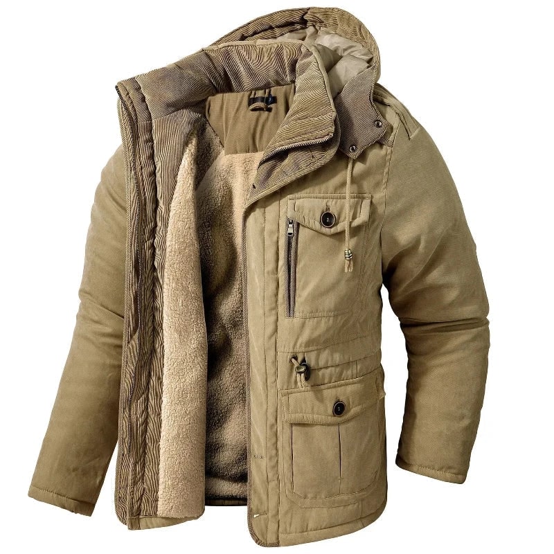 Men's Winter Jackets Parka with Fleece Lining and Detachable Hood - Image 1