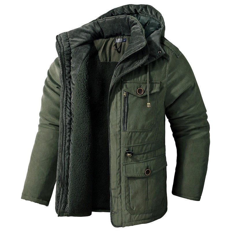 Men's Winter Jackets Parka with Fleece Lining and Detachable Hood - Image 3