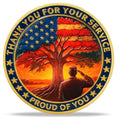 Military Challenge Coin with Patriotic Eagle and Battlefield Cross Design - Image 3