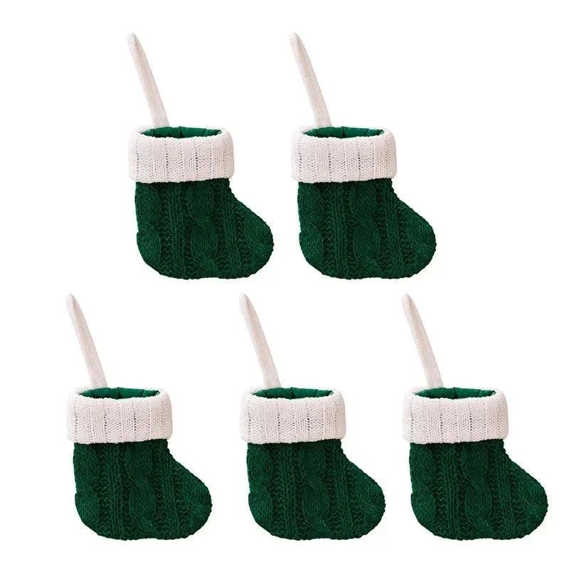 Mini Christmas Stockings with Cable Knit Design and White Cuff - Image 5