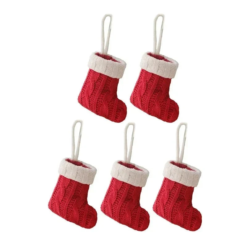 Mini Christmas Stockings with Cable Knit Design and White Cuff - Image 6