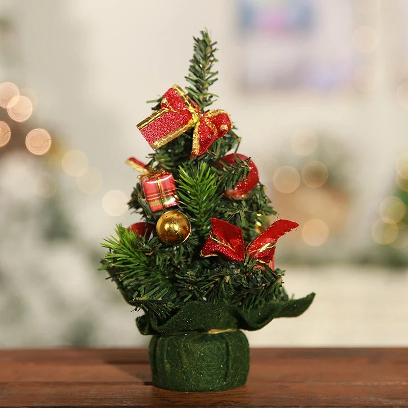 Mini Christmas Tree Tabletop Faux with Ornaments and Flocked Snow Fabric Base - Image 10