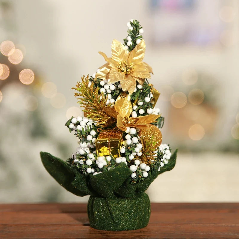 Mini Christmas Tree Tabletop Faux with Ornaments and Flocked Snow Fabric Base - Image 11
