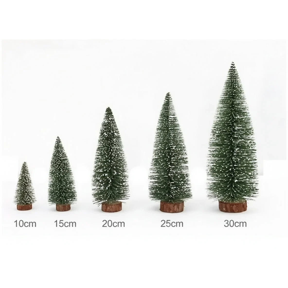 Miniature Christmas Trees with Frosted Bristles and Wooden Base for Tabletop Decor - Image 6