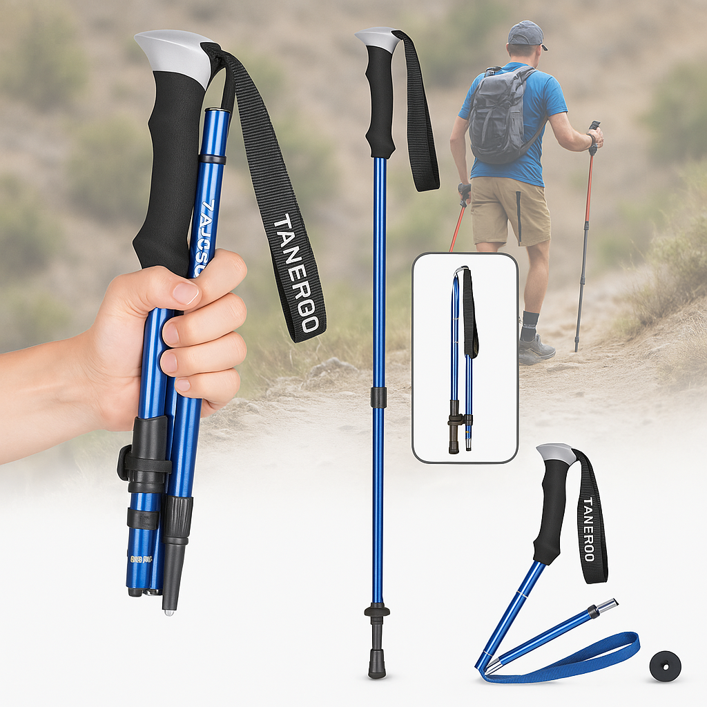 Bastone da trekking ultraleggero e resistente in alluminio – Pieghevole e regolabile
