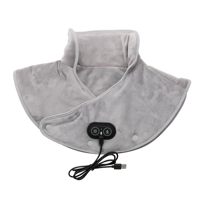 Neck Heating Pad with Vibration Massage Electric Shoulder Warmer and Plush Fleece - Image 1