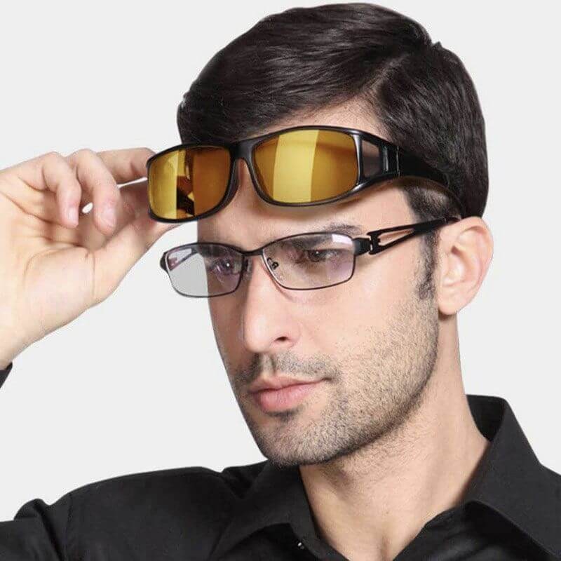Night Driving Glasses with Anti-Glare Wrap-Around Design and Over-Glasses Fit - Image 1