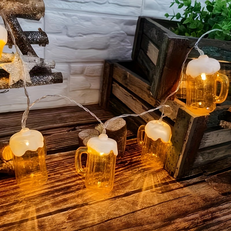 Novelty String Lights Beer Mug with Warm LED for Outdoor Patio and Battery Operated Decor - Image 2