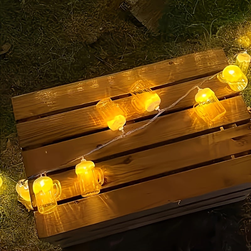 Novelty String Lights Beer Mug with Warm LED for Outdoor Patio and Battery Operated Decor - Image 3