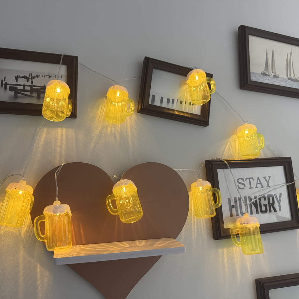 Novelty String Lights Beer Mug with Warm LED for Outdoor Patio and Battery Operated Decor - Image 4