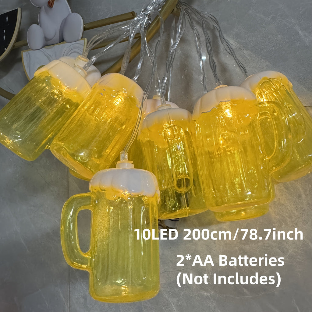 Novelty String Lights Beer Mug with Warm LED for Outdoor Patio and Battery Operated Decor - Image 6