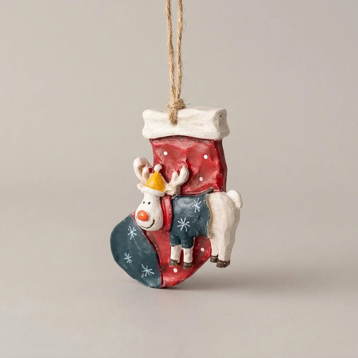 Old World Christmas Ornaments with Hand-Painted Resin and Jute Hanging String - Image 2