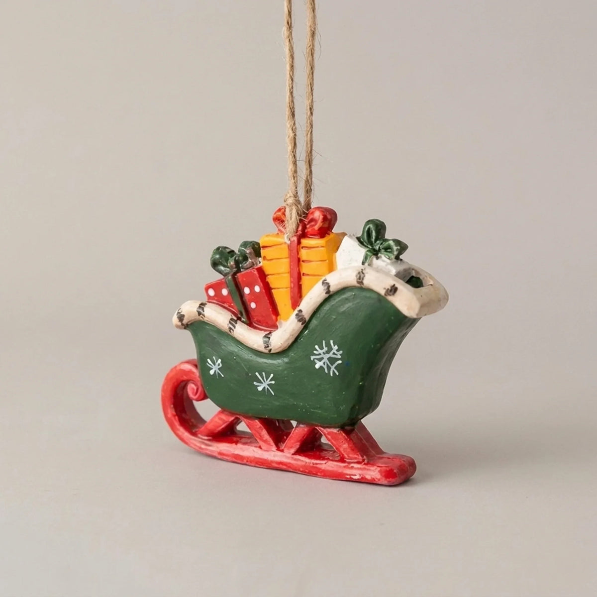 Old World Christmas Ornaments with Hand-Painted Resin and Jute Hanging String - Image 3