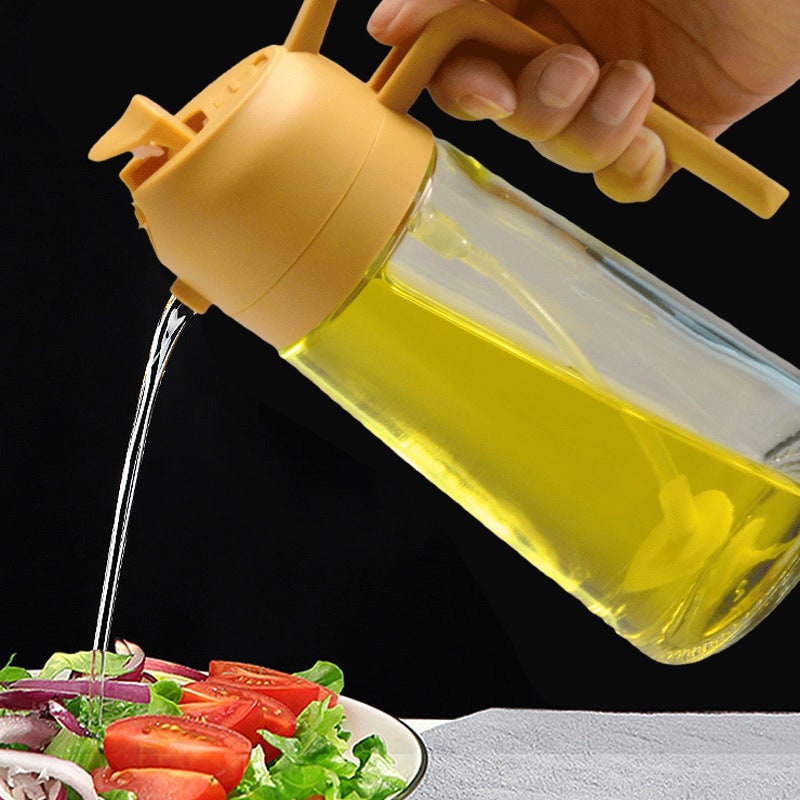 Olive Oil Dispenser Bottle with Glass Sprayer and Flip-Top Pouring Spout - Image 1