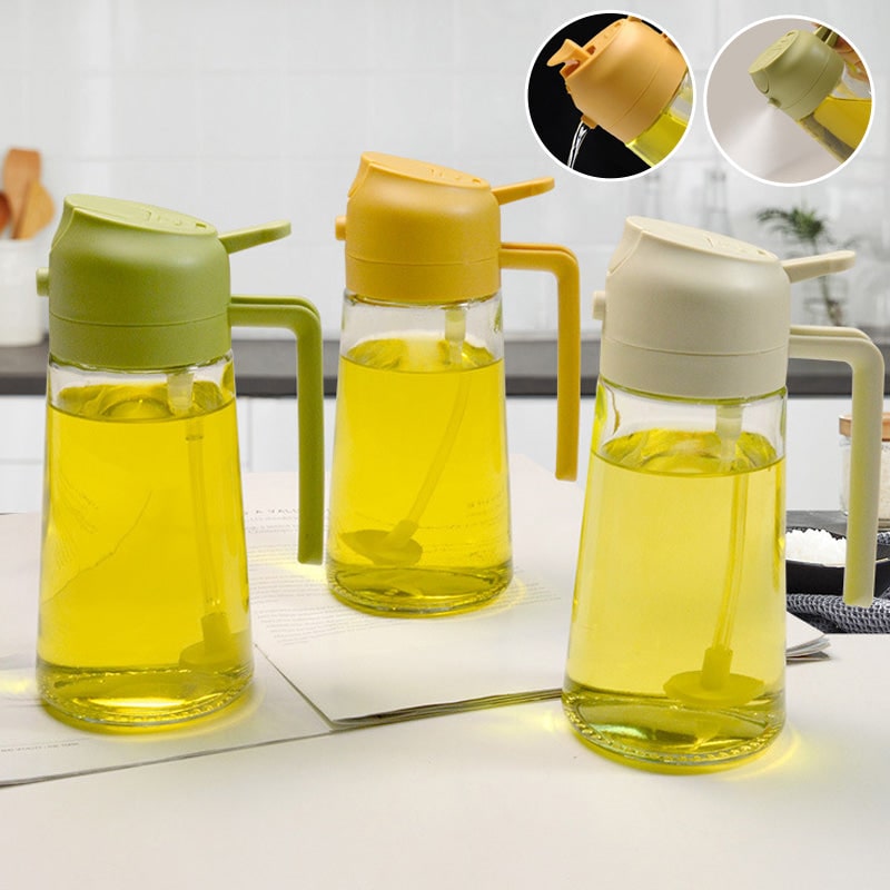 Olive Oil Dispenser Bottle with Glass Sprayer and Flip-Top Pouring Spout - Image 2