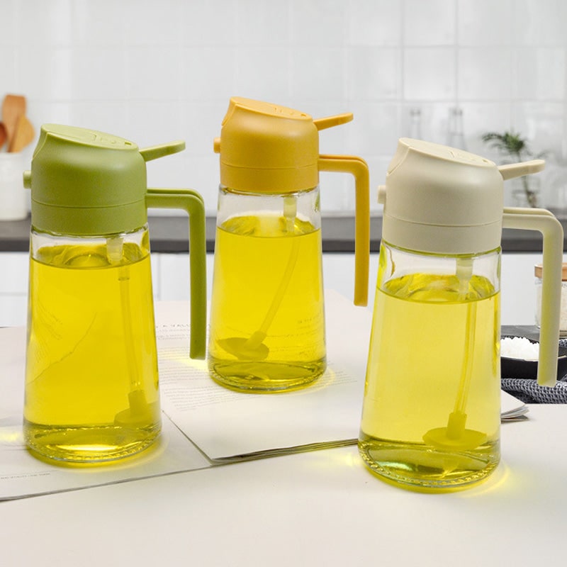Olive Oil Dispenser Bottle with Glass Sprayer and Flip-Top Pouring Spout - Image 3