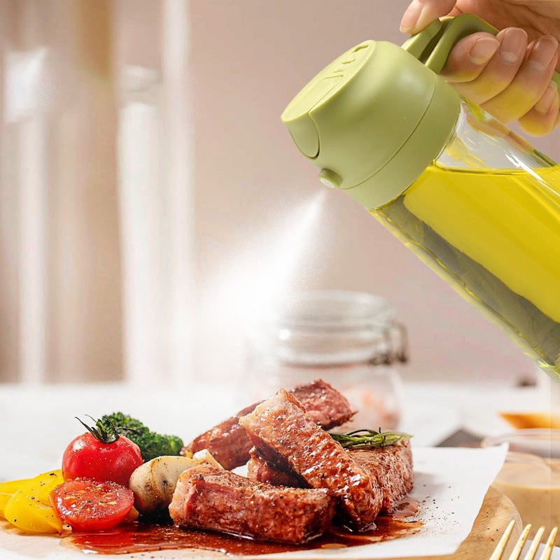 Olive Oil Dispenser Bottle with Glass Sprayer and Flip-Top Pouring Spout - Image 4