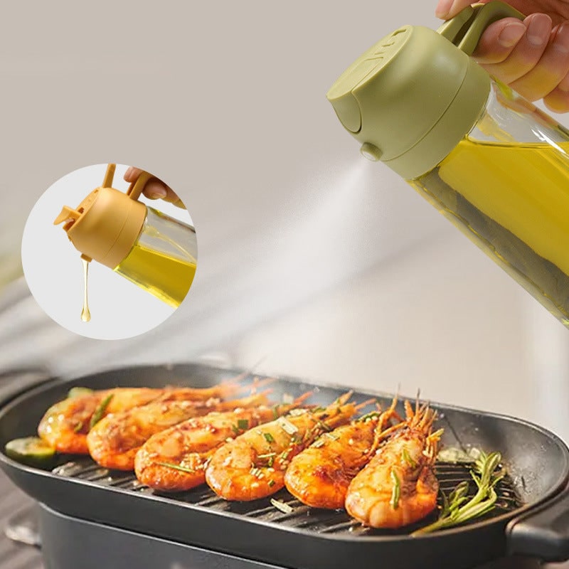 Olive Oil Dispenser Bottle with Glass Sprayer and Flip-Top Pouring Spout - Image 5