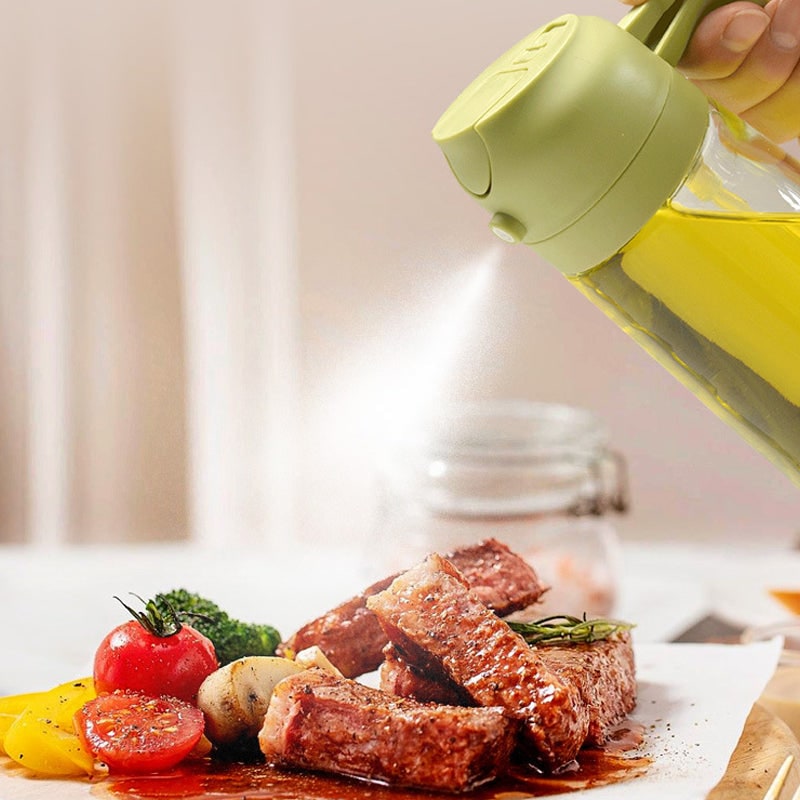 Olive Oil Dispenser Bottle with Glass Sprayer and Flip-Top Pouring Spout - Image 7