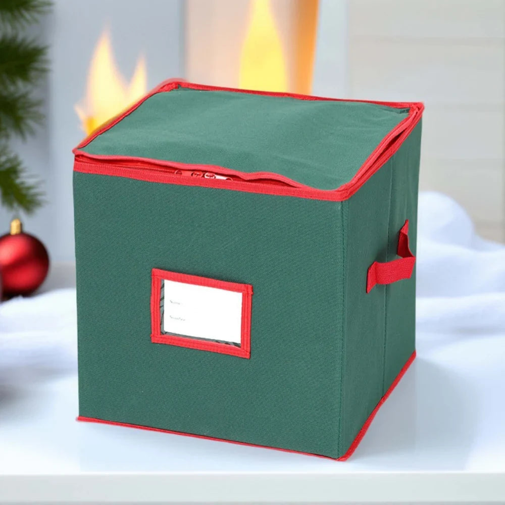 Ornament Storage Box with Dividers Lid and Viewing Window for Christmas Decorations - Image 1