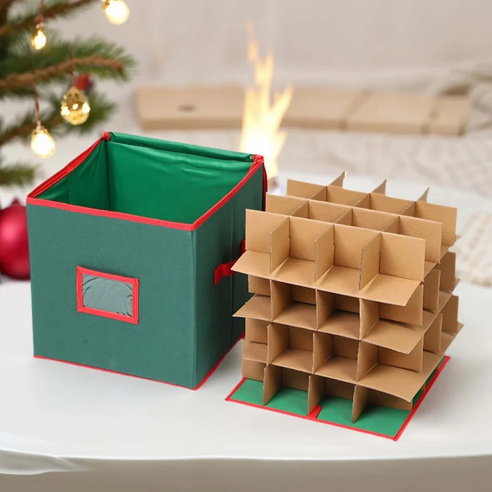 Ornament Storage Box with Dividers Lid and Viewing Window for Christmas Decorations - Image 2