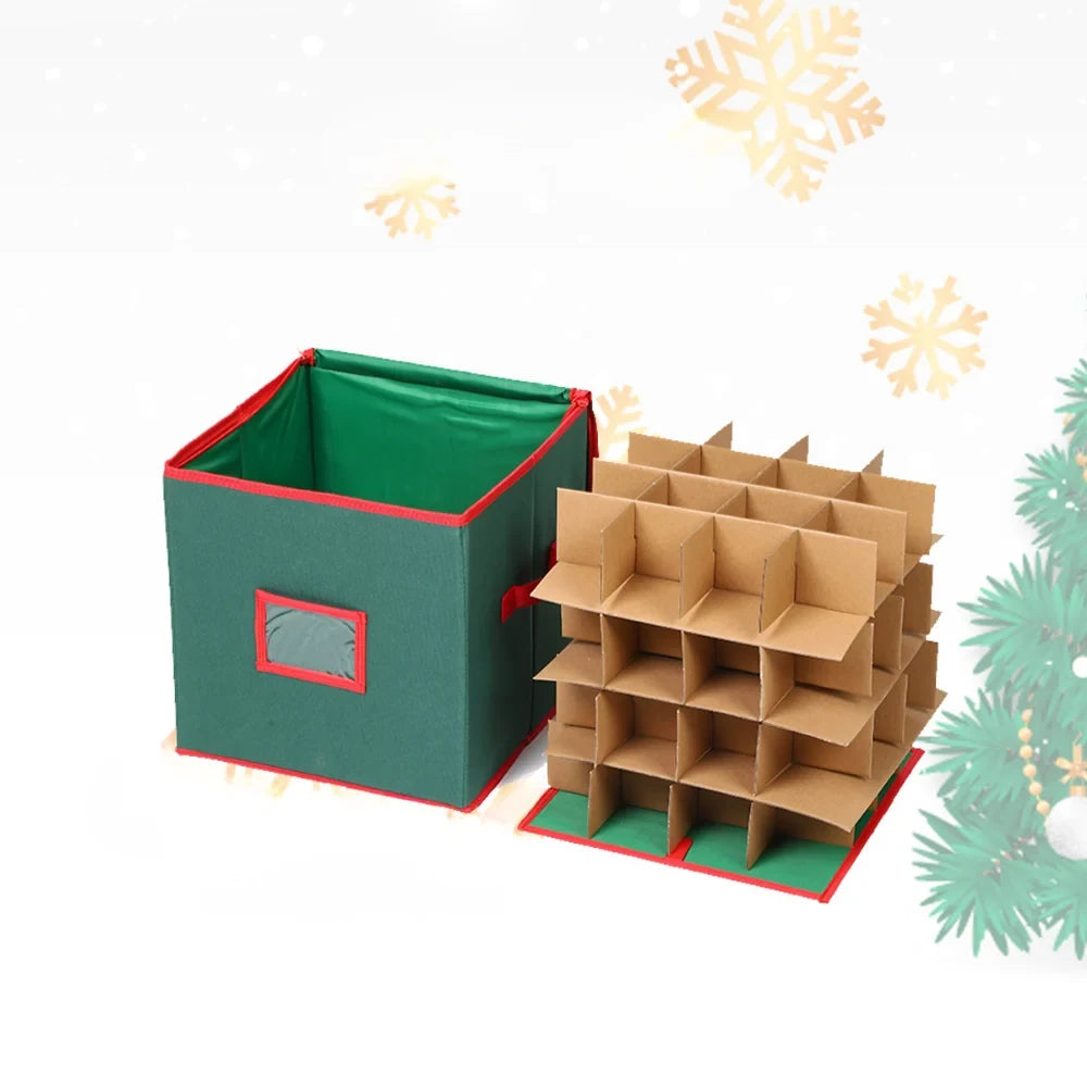 Ornament Storage Box with Dividers Lid and Viewing Window for Christmas Decorations - Image 3