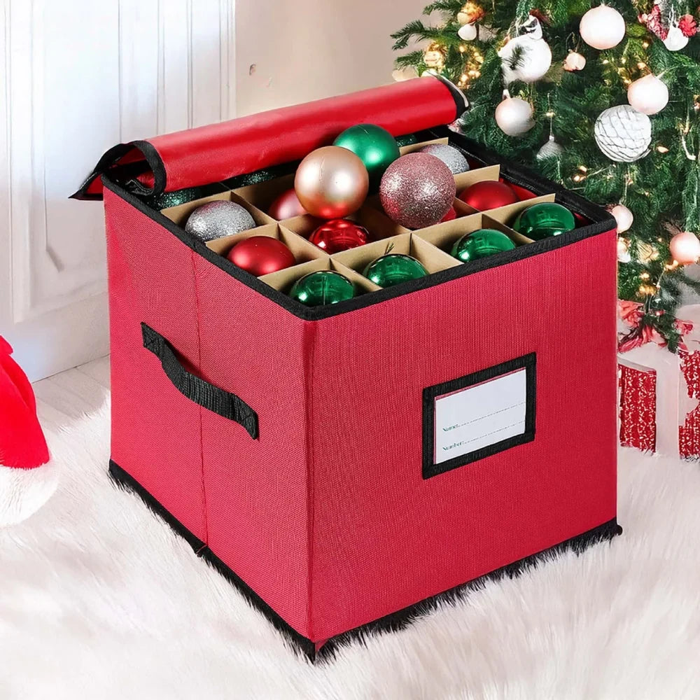Ornament Storage Box with Dividers Lid and Viewing Window for Christmas Decorations - Image 4