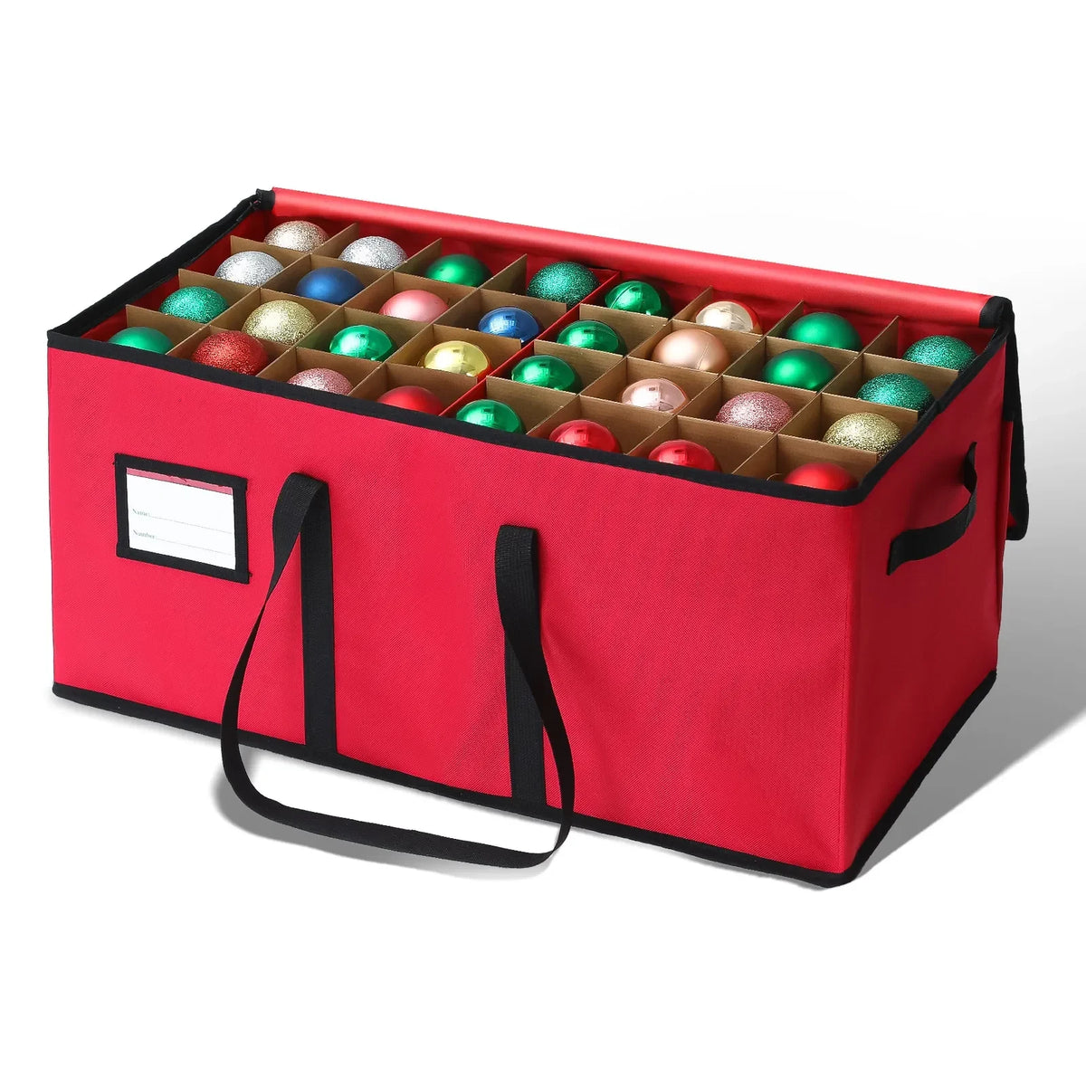 Ornament Storage Box with Zippered Lid and Dividers for Christmas Decorations - Image 4